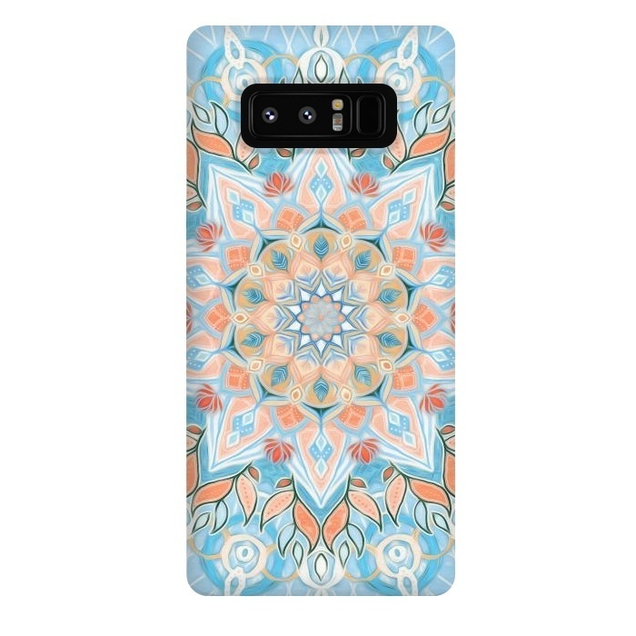 Galaxy Note 8 StrongFit Peach and Blue Pastel Mandala by Micklyn Le Feuvre