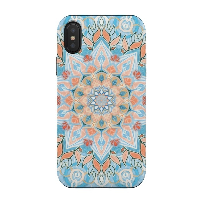 iPhone Xs / X StrongFit Peach and Blue Pastel Mandala by Micklyn Le Feuvre