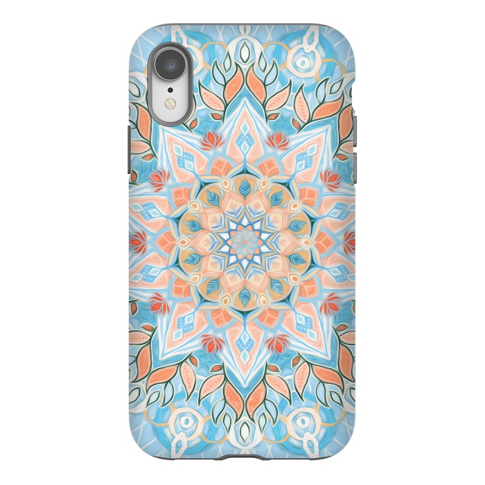 iPhone Xr StrongFit Peach and Blue Pastel Mandala by Micklyn Le Feuvre