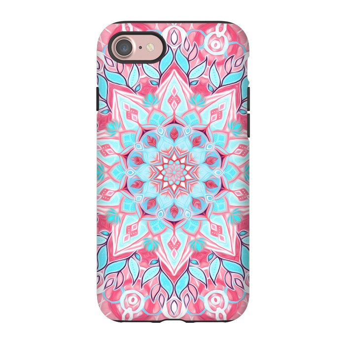 iPhone 7 StrongFit Bright Boho Aqua and Pink Mandala by Micklyn Le Feuvre