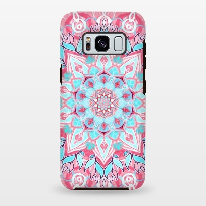 Galaxy S8 plus StrongFit Bright Boho Aqua and Pink Mandala by Micklyn Le Feuvre