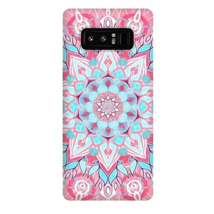 Galaxy Note 8 StrongFit Bright Boho Aqua and Pink Mandala by Micklyn Le Feuvre