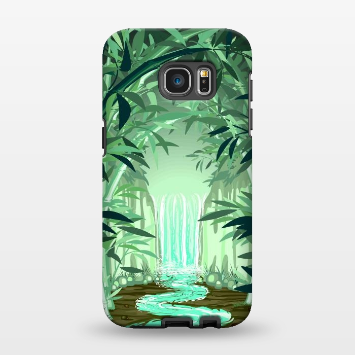 Galaxy S7 EDGE StrongFit Fluorescent Waterfall on Surreal Bamboo Forest  by BluedarkArt