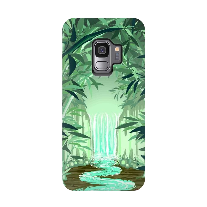 Galaxy S9 StrongFit Fluorescent Waterfall on Surreal Bamboo Forest  by BluedarkArt