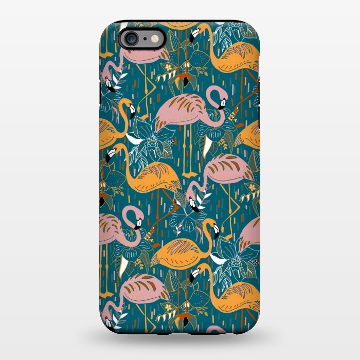 iPhone 6/6s plus StrongFit Flamingos On Blue  by Tigatiga