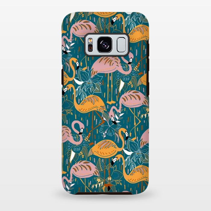 Galaxy S8 plus StrongFit Flamingos On Blue  by Tigatiga