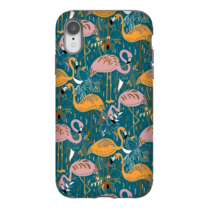iPhone Xr StrongFit Flamingos On Blue  by Tigatiga