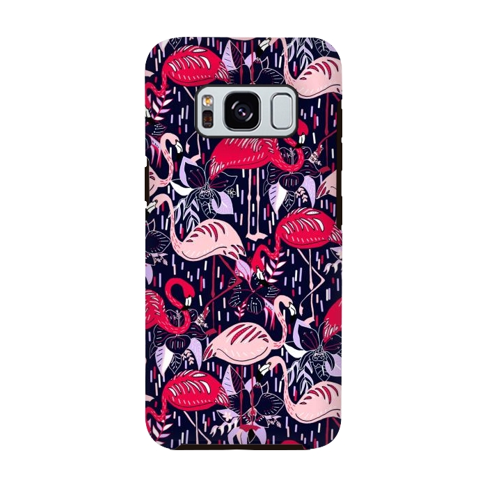 Galaxy S8 StrongFit Fantasy Flamingos  by Tigatiga