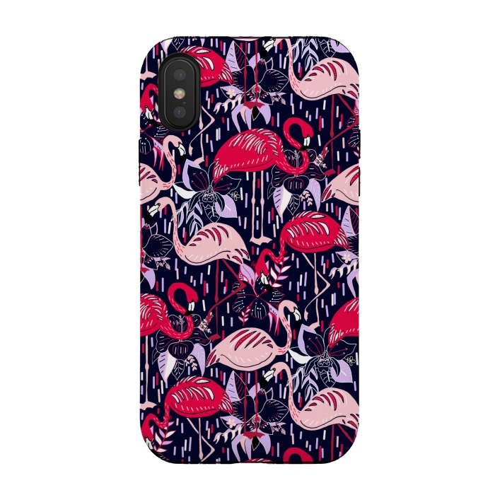 iPhone Xs / X StrongFit Fantasy Flamingos  by Tigatiga