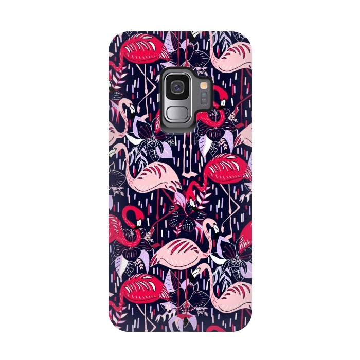 Galaxy S9 StrongFit Fantasy Flamingos  by Tigatiga
