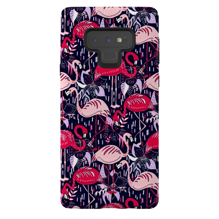 Galaxy Note 9 StrongFit Fantasy Flamingos  by Tigatiga