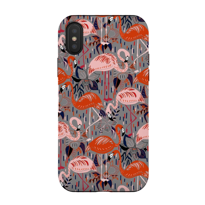 iPhone Xs / X StrongFit Flamingos  by Tigatiga