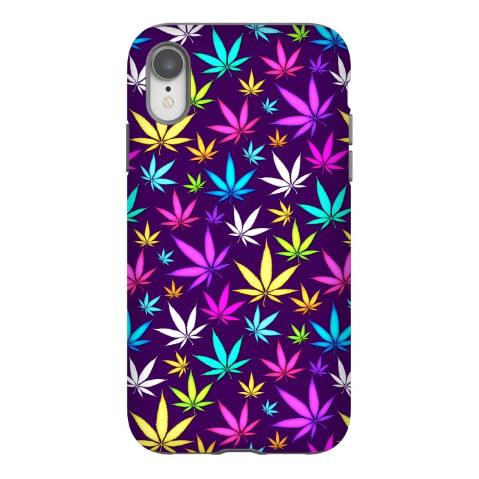 iPhone Xr StrongFit Colorful Weed Pattern by Art Design Works