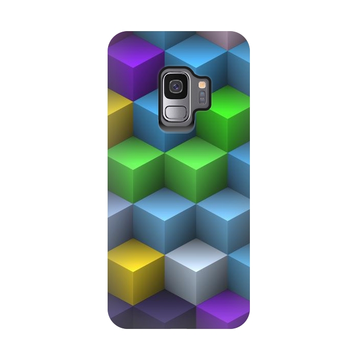 Galaxy S9 StrongFit 3D Colorful Squares Pattern by Art Design Works