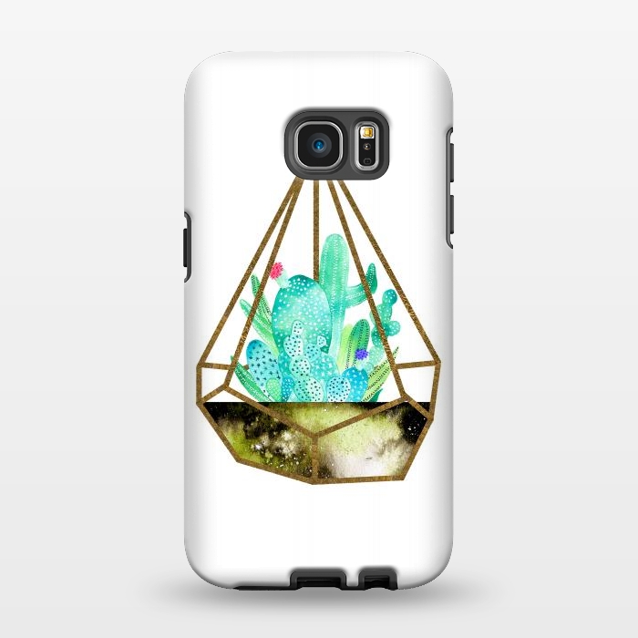 Galaxy S7 EDGE StrongFit Gold Cactus Terrarium  by Amaya Brydon