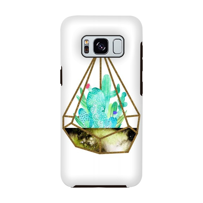 Galaxy S8 StrongFit Gold Cactus Terrarium  by Amaya Brydon