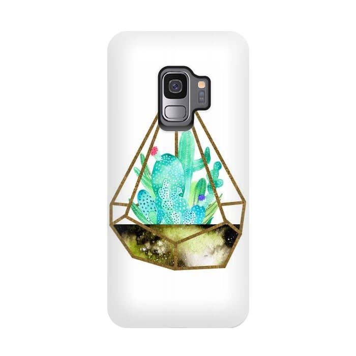 Galaxy S9 StrongFit Gold Cactus Terrarium  by Amaya Brydon