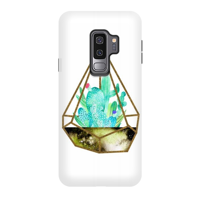Galaxy S9 plus StrongFit Gold Cactus Terrarium  by Amaya Brydon