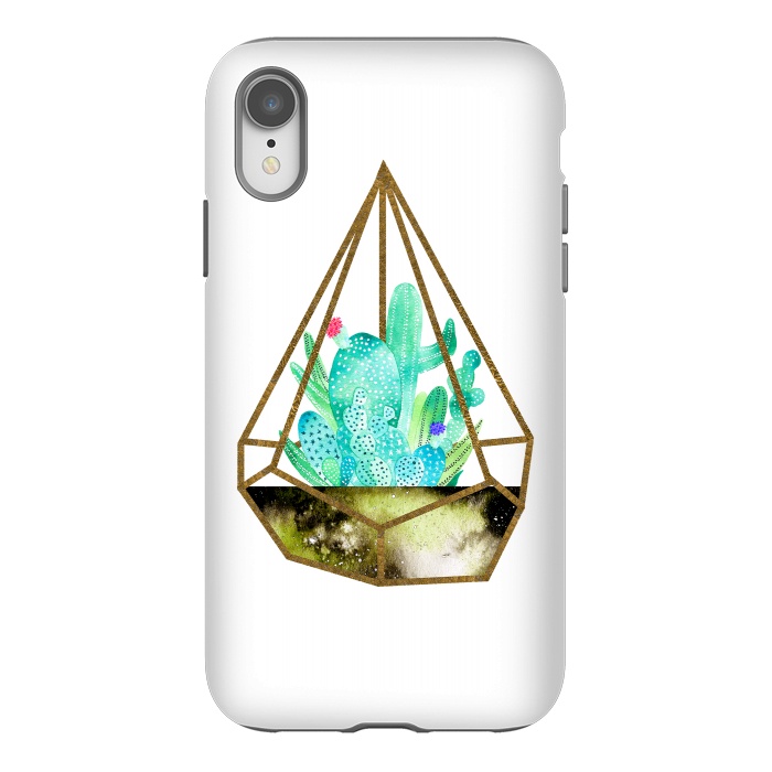 iPhone Xr StrongFit Gold Cactus Terrarium  by Amaya Brydon