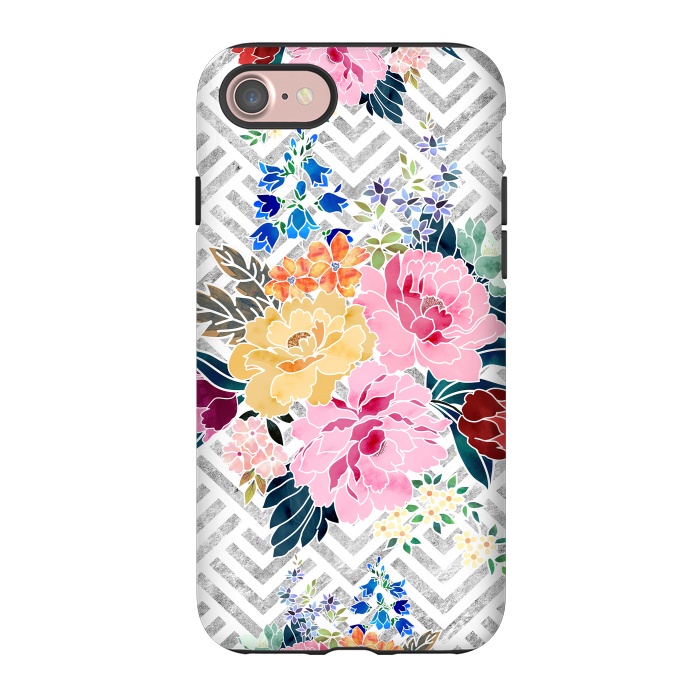 iPhone 7 StrongFit Pretty winter floral and diamond geometric design by InovArts