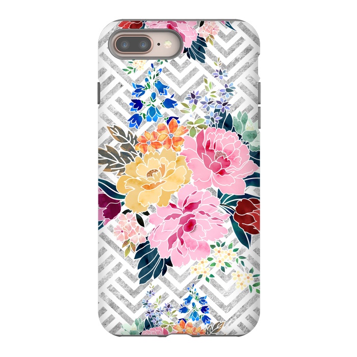 iPhone 7 plus StrongFit Pretty winter floral and diamond geometric design by InovArts