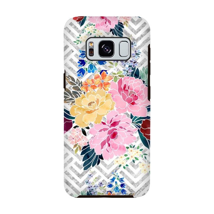 Galaxy S8 StrongFit Pretty winter floral and diamond geometric design by InovArts