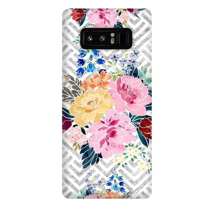 Galaxy Note 8 StrongFit Pretty winter floral and diamond geometric design by InovArts