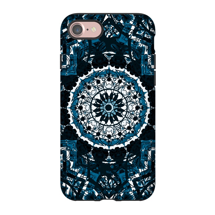 iPhone 7 StrongFit Black blue ethnic geometric mandala by Oana 