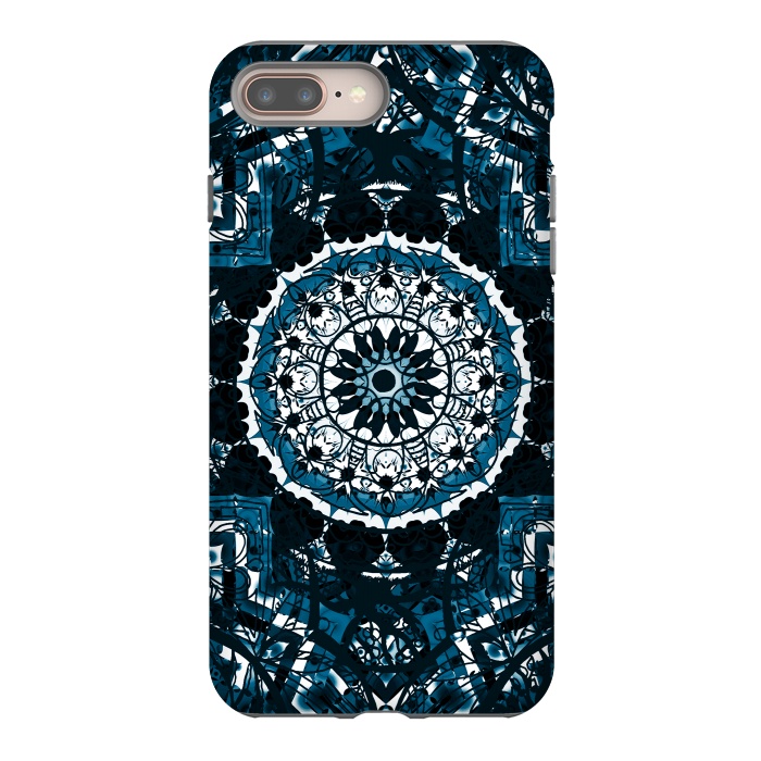 iPhone 7 plus StrongFit Black blue ethnic geometric mandala by Oana 