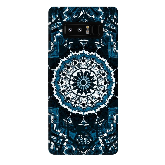 Galaxy Note 8 StrongFit Black blue ethnic geometric mandala by Oana 