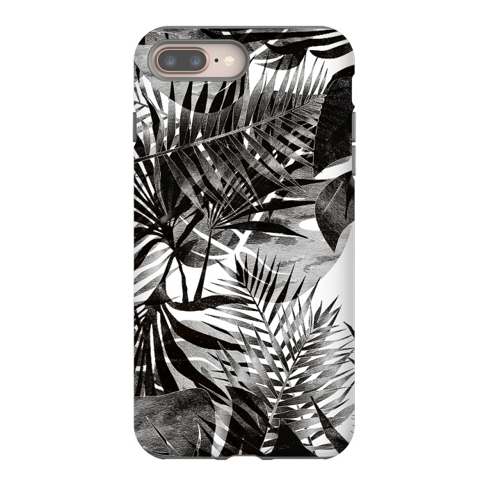 iPhone 7 plus StrongFit Black transparent tropical leaves - ficus and palm by Oana 
