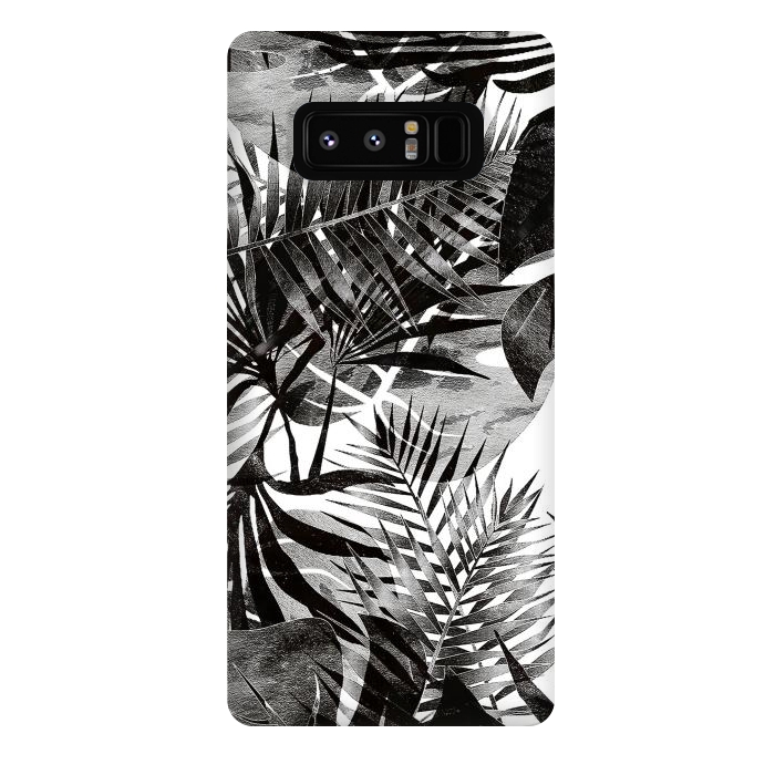 Galaxy Note 8 StrongFit Black transparent tropical leaves - ficus and palm by Oana 