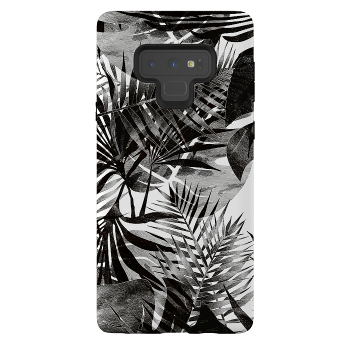 Galaxy Note 9 StrongFit Black transparent tropical leaves - ficus and palm by Oana 