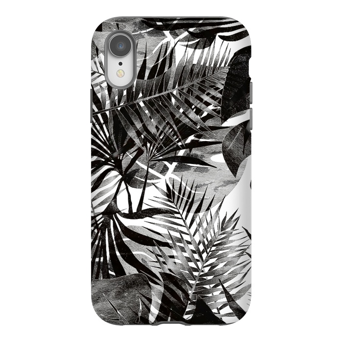 iPhone Xr StrongFit Black transparent tropical leaves - ficus and palm by Oana 
