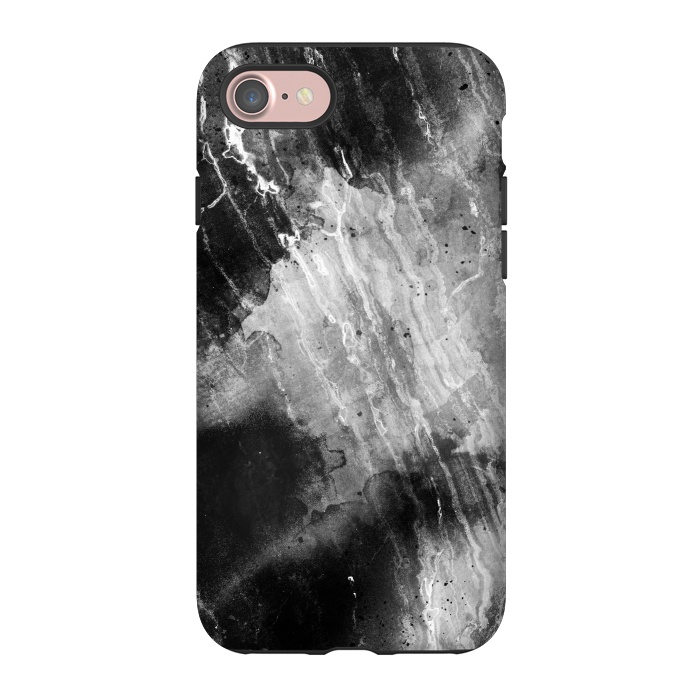 iPhone 7 StrongFit Black gray faded marble painting by Oana 