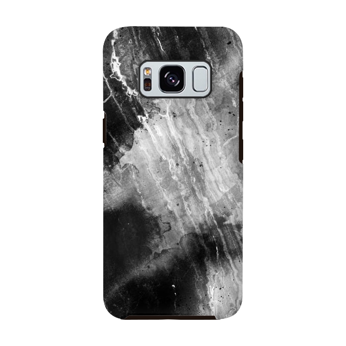 Galaxy S8 StrongFit Black gray faded marble painting by Oana 
