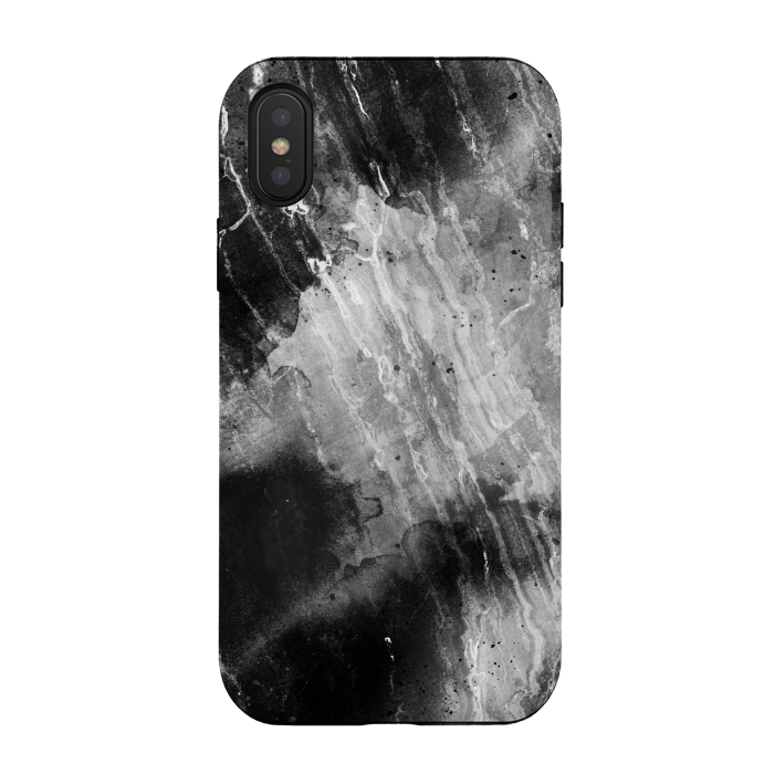 iPhone Xs / X StrongFit Black gray faded marble painting by Oana 