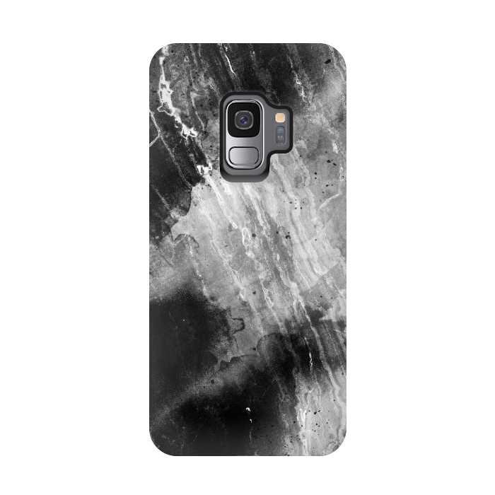 Galaxy S9 StrongFit Black gray faded marble painting by Oana 