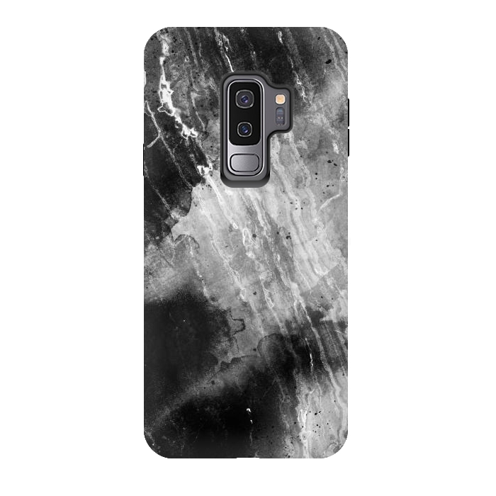 Galaxy S9 plus StrongFit Black gray faded marble painting by Oana 