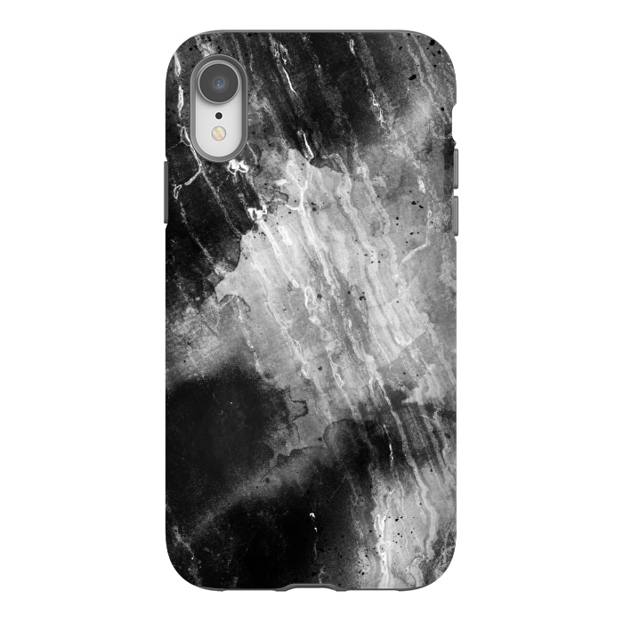 iPhone Xr StrongFit Black gray faded marble painting by Oana 