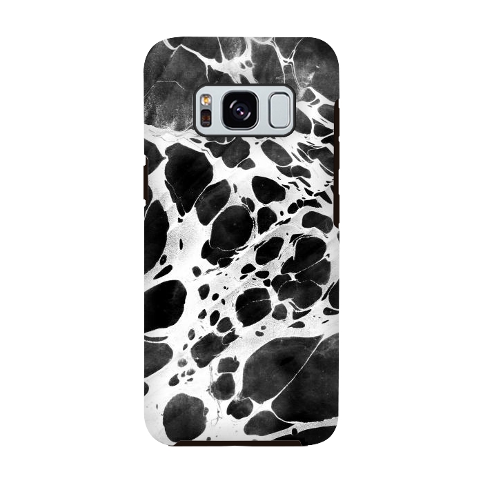 Galaxy S8 StrongFit Dark marble with white bubble ink lines by Oana 