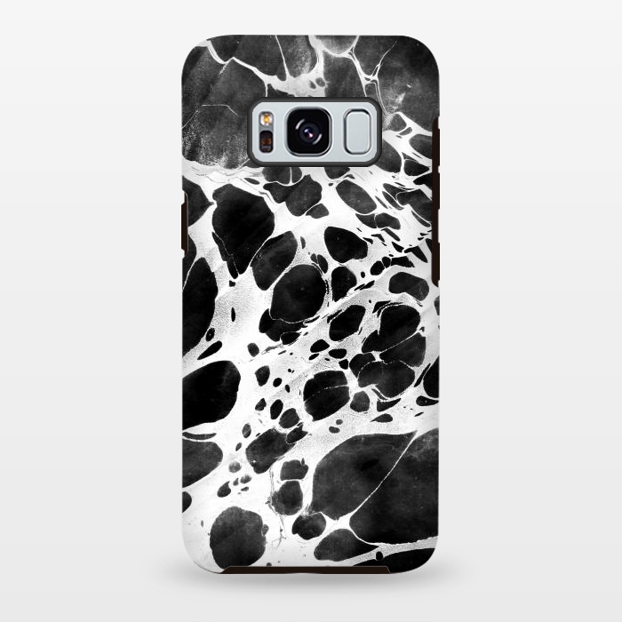 Galaxy S8 plus StrongFit Dark marble with white bubble ink lines by Oana 