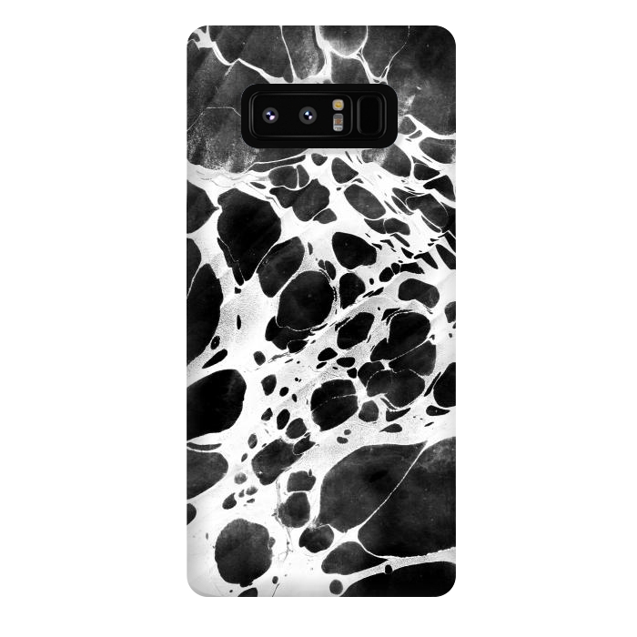 Galaxy Note 8 StrongFit Dark marble with white bubble ink lines by Oana 