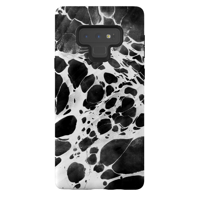 Galaxy Note 9 StrongFit Dark marble with white bubble ink lines by Oana 