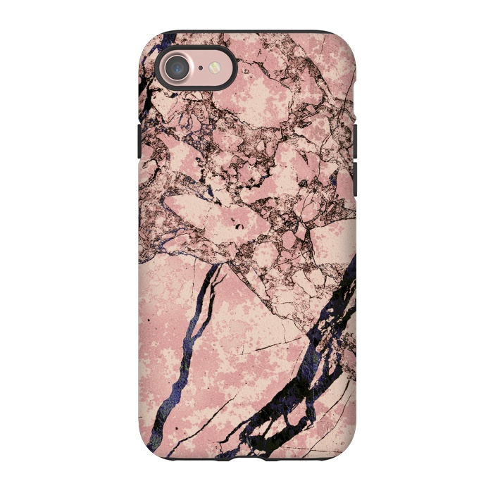 iPhone 7 StrongFit Pink marble with dark cracks texture by Oana 