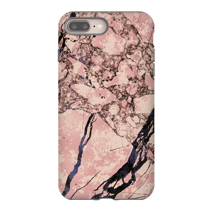 iPhone 7 plus StrongFit Pink marble with dark cracks texture by Oana 