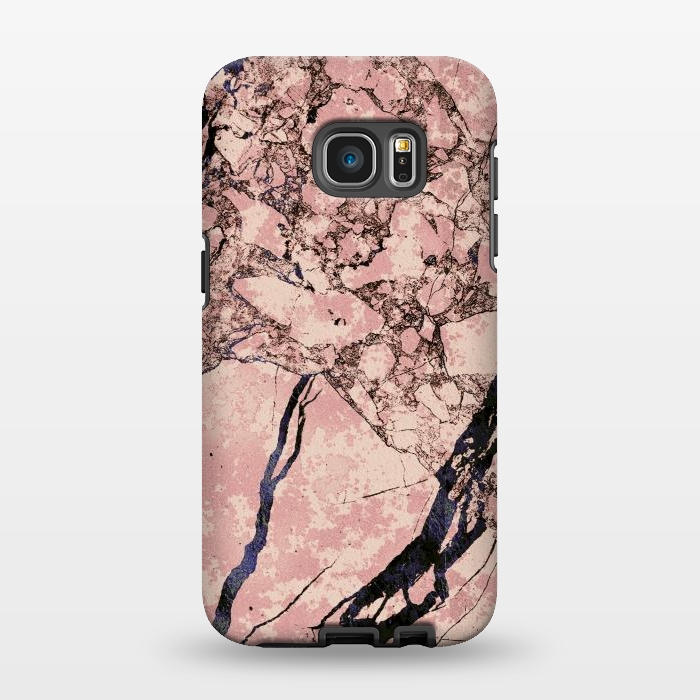 Galaxy S7 EDGE StrongFit Pink marble with dark cracks texture by Oana 