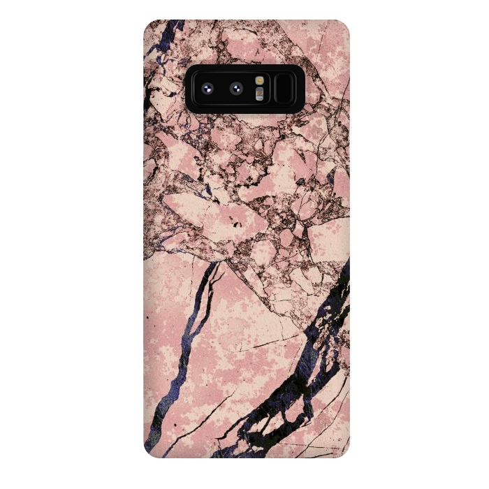 Galaxy Note 8 StrongFit Pink marble with dark cracks texture by Oana 