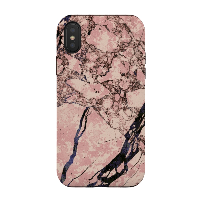 iPhone Xs / X StrongFit Pink marble with dark cracks texture by Oana 