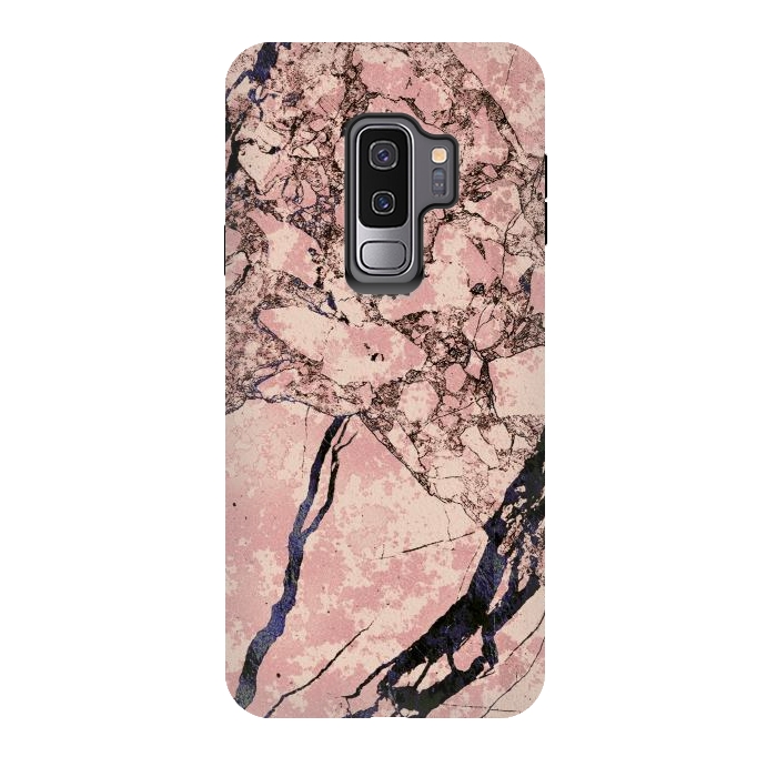 Galaxy S9 plus StrongFit Pink marble with dark cracks texture by Oana 